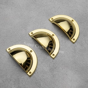 Unlacquered Polished Brass Cup Pull | Brass Bin Handle