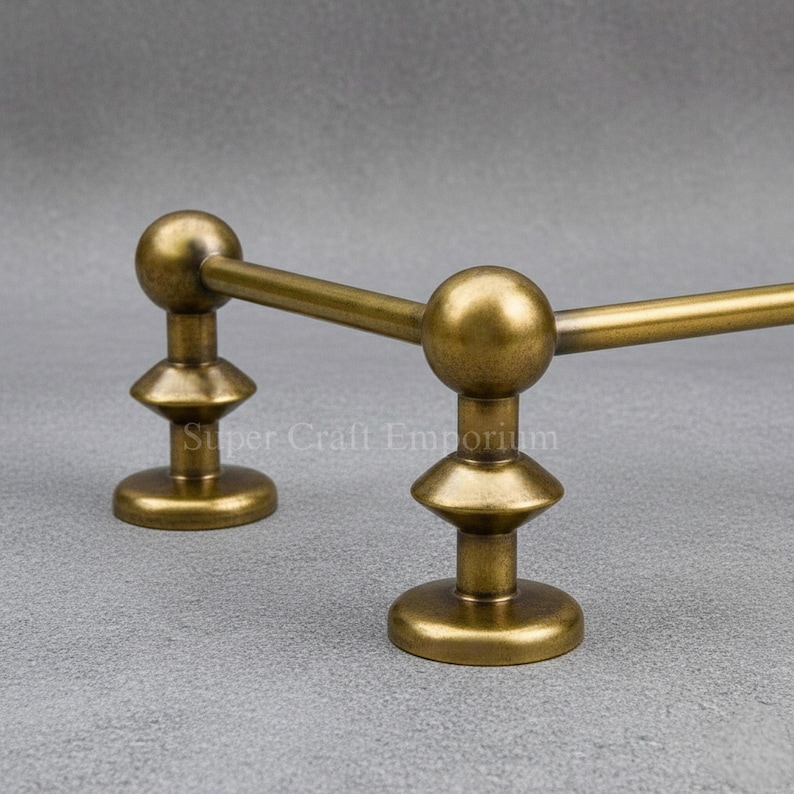 Unlacquered Antique Brass Gallery Rail With Disc Design Posts for ...