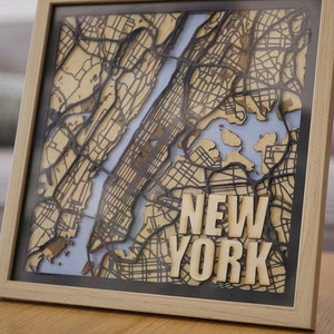 Fichier de découpe laser - carte de New York 20x20cm