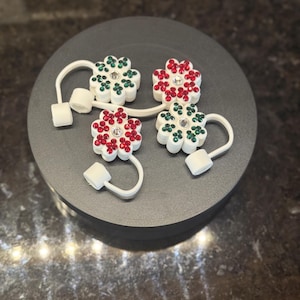 Christmas Bling Flower Straw Cover