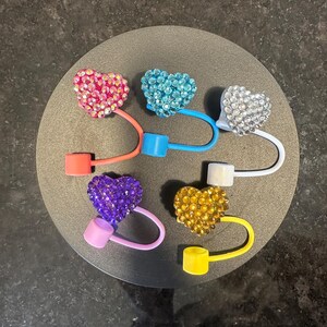 Small Bling Heart Straw Cover