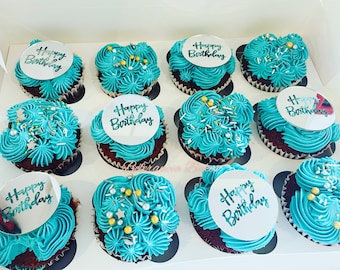 Set mit 12 Happy Birthday Cupcakes