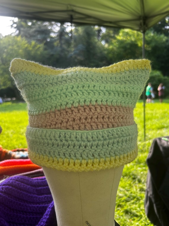 Handmade Crochet Cat Beanie – Crochet Hat, Cozy Aesthetic Fashion