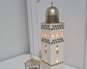 Handmade Minaret Ceramic Candle Holder, Islamic Decor for Ramadan and Eid, Eid Gift, Acrylic Painted, Perfect Gift for Muslim Women
