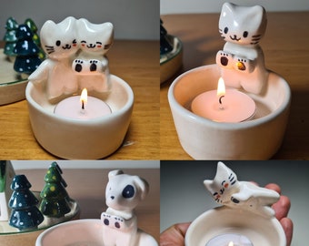 Kitten Candle Holders, Cat Tealight Holders, Kitten Tealight Holders, Kitten Candle Holders, Gift for Cat Owners, Gift for Dog owners