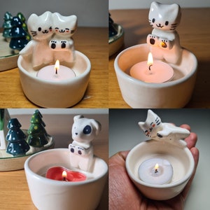 Kitten Candle Holders, Cat Tealight Holders, Kitten Tealight Holders, Kitten Candle Holders, Gift for Cat Owners, Gift for Dog owners