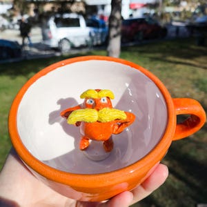 2024 Trend Handmade Ceramic Mug Featuring The Lorax – Unique Gift for Dr. Seuss Fans