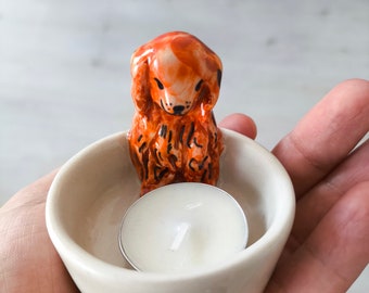 2024 Trend Handcrafted Golden Retriever Paw Warming Ceramic Candle Holder