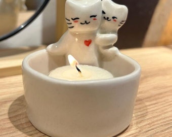 Mom & Daughter's cats Love Candle Holder, Mother's Day, Birthday, Daughters from Mother Gifts, Bday, Christmas