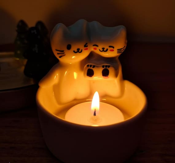 2024 Trend Best Seller Kitten Candle Holder, Couple Candle Holder, Cat Tealight Holder, Kitten Tealight Holder, Ceramic and Clay