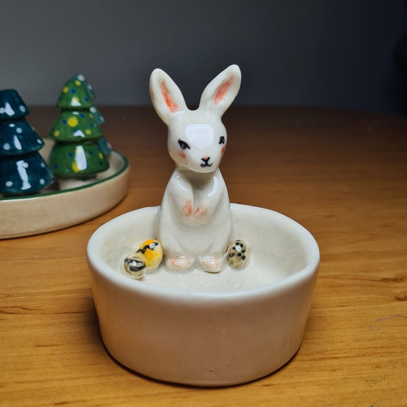 2024 Trend Handmade Ceramic and Clay Easter Bunny Tealight Warmer, Easter Gift, Easter Rabbit, Easter Bunny image 4