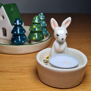 2024 Trend Handmade Ceramic and Clay Easter Bunny Tealight Warmer, Easter Gift, Easter Rabbit, Easter Bunny image 6