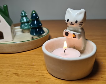 2024 Trend Handmade Kitten Cat Candle Holder