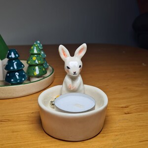 2024 Trend Handmade Ceramic and Clay Easter Bunny Tealight Warmer, Easter Gift, Easter Rabbit, Easter Bunny image 5