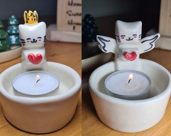 2024 Trend Queen Kitty Candle Holder and Angel Kitty Cat Candle Holder