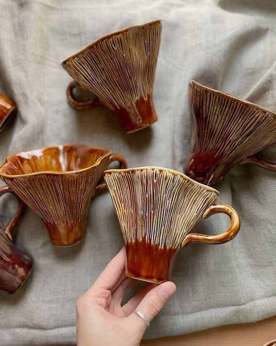 Handmade Ceramic Mushroom Coffee Cup - Unique Forest-Inspired Design Gift for mom and for Mother's Day Mother days  mug for mom