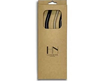 Pack of 4 Reusable Glass Drinking Straws - Clear and Black