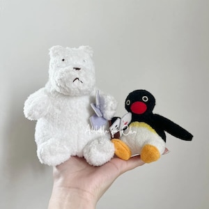 Rare Pingu Playing Card With His Friend Pingu Penguin Japan Soft Plush