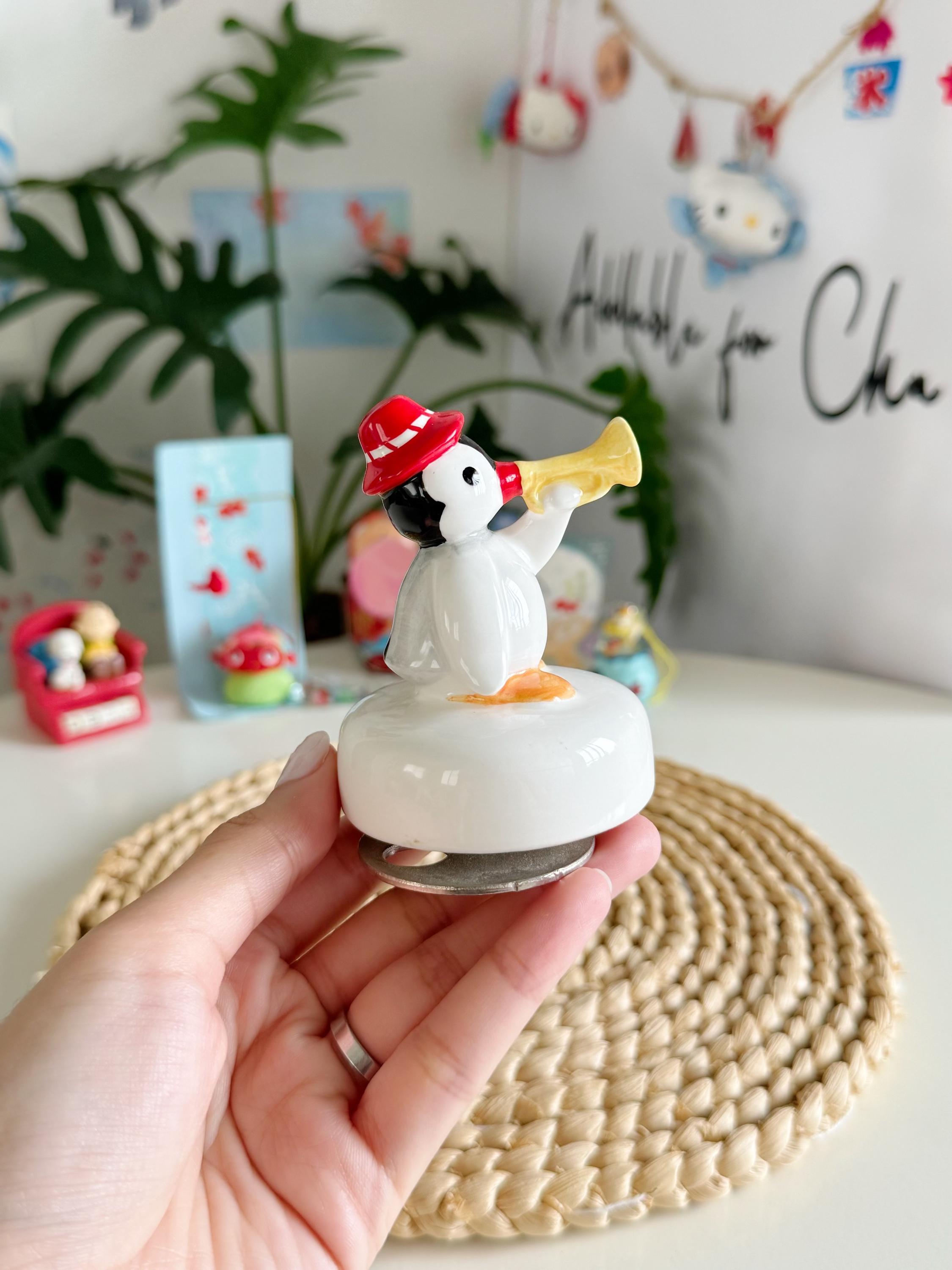 1993年製 レトロ ピングー フィギュア5体 PINGU Pinga Musical Box Ceramics 1993 Editoy Japan Penguin Pingu and
