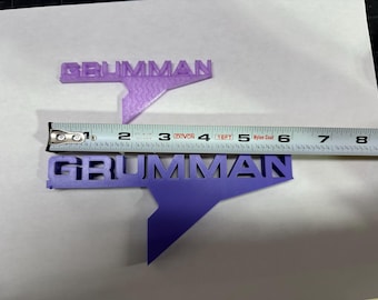 Grumman-embleem in reliëf: aangepaste kleur: 6 x 3 inch