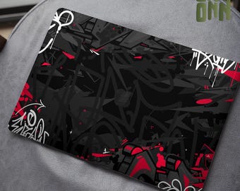 Skin per MacBook con graffiti, decalcomania in vinile per laptop con street art, cover per MacBook con estetica urbana, adesivo per laptop con graffiti colorati