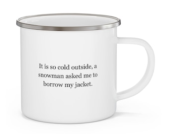 Enamel Mug, Durable Camping Cup, Outdoor Adventure Drinkware, Rustic Camper Gift, 12 oz Coffee Tea Hot Cold Beverage Container