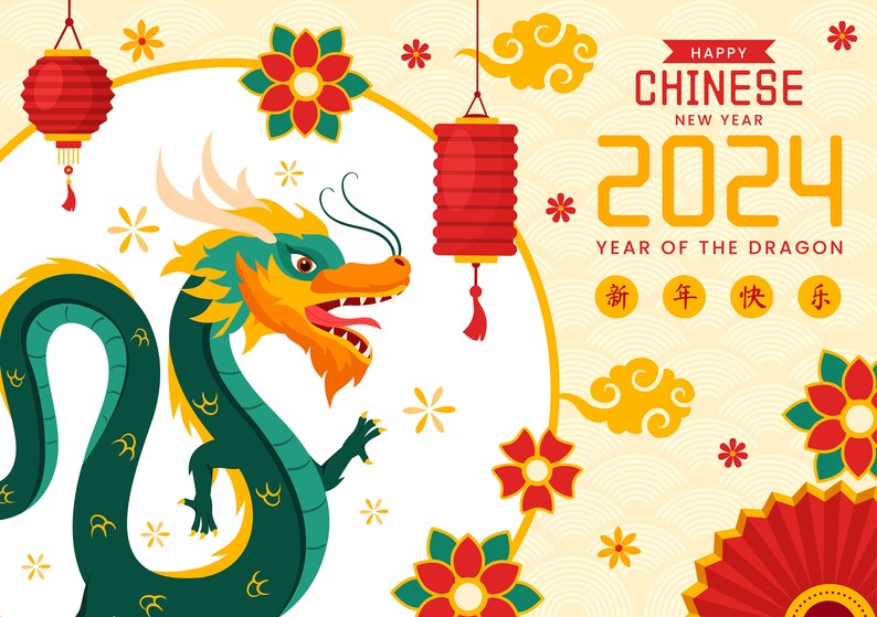Chinese New Year 2024 Lunar Illustration Part 7 SVG Etsy
