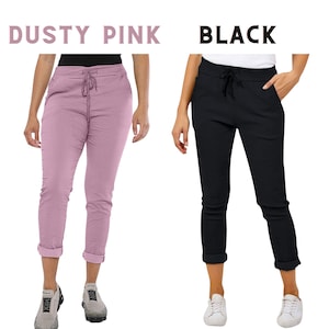 Damen Neu Italienische Stretch Schlichte Hose Magic Fit Hose Magic Casual Joggers, Damen Sommer Shorts Bequeme Lagenlook Style Hosenhose Bild 4