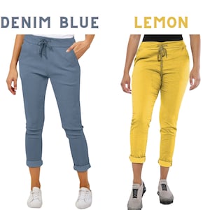 Nouveau pantalon uni extensible italien pour femme, pantalon coupe magique, jogging décontracté magique, short d'été pour femme, pantalon pantalon confortable de style lagenlook image 8