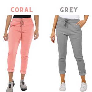 Nouveau pantalon uni extensible italien pour femme, pantalon coupe magique, jogging décontracté magique, short d'été pour femme, pantalon pantalon confortable de style lagenlook image 3