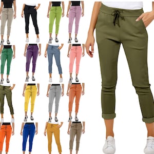 Nouveau pantalon uni extensible italien pour femme, pantalon coupe magique, jogging décontracté magique, short d'été pour femme, pantalon pantalon confortable de style lagenlook image 1