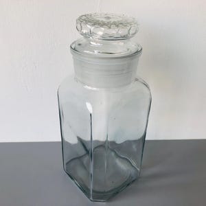 Vintage Mouth Blown Glass Jar with Decorated Lid - 1930s Cookie/Candy Storage