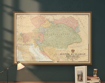 Austria-Hungary 1910 Vintage Historical Map | World War 1 WW1 Wall Art