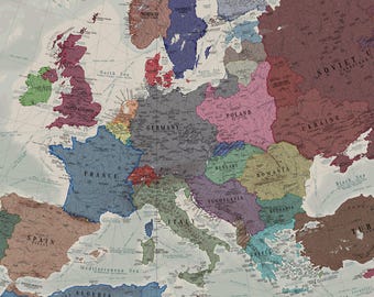 1939 Europe Map – World War II Historical Map Print – WWII History Wall Art
