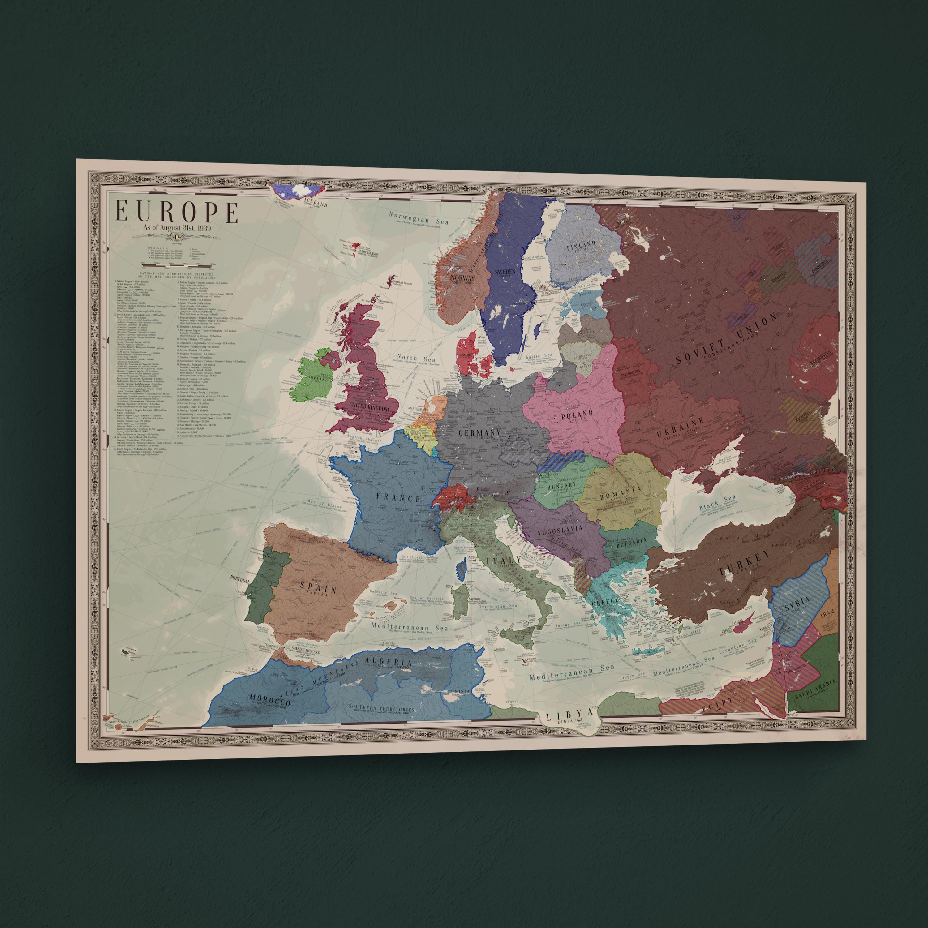Map of europe 1914 - Etsy 日本