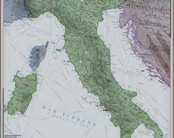 WW1 Italy | 1900 Historical Map Print | Italian Unification