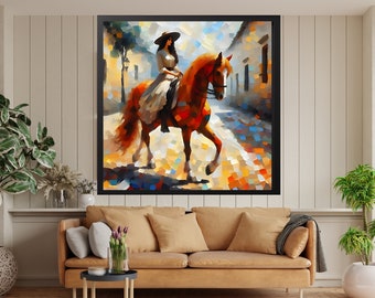 Lady Riding A Horse A Woman Gracefully Riding A horse Outdoors Colorful Customized Digital Download Wall Art 3 Sizes 24 X 24 18 X 18 12 X 12