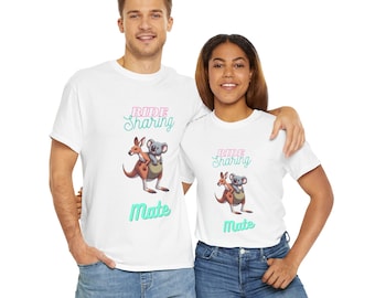 Ride Sharing Mate Kangaroo and Koala Friends Outdoor Unique Custom Bright T-Shirt Cotton Frienship Shirt Pun Fun Shirt Funny Shirt