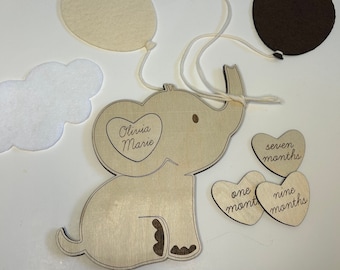 Elephant Monthly Milestone Marker: Jungle Nursery Decor Photo Prop