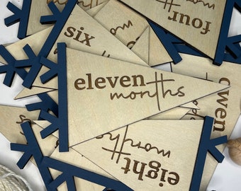 Banderines con hitos del bebé, accesorio fotográfico de abedul báltico, regalo para mamá primeriza