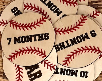 Baseball Monthly Milestone Markers: Baltic Birch Photo Props