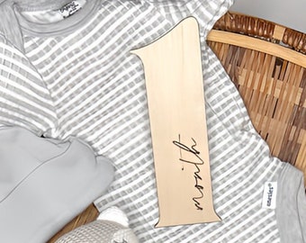 Números de madera para hitos de bebé, accesorio para fotos, madera de abedul (juego de 1 a 12 meses)
