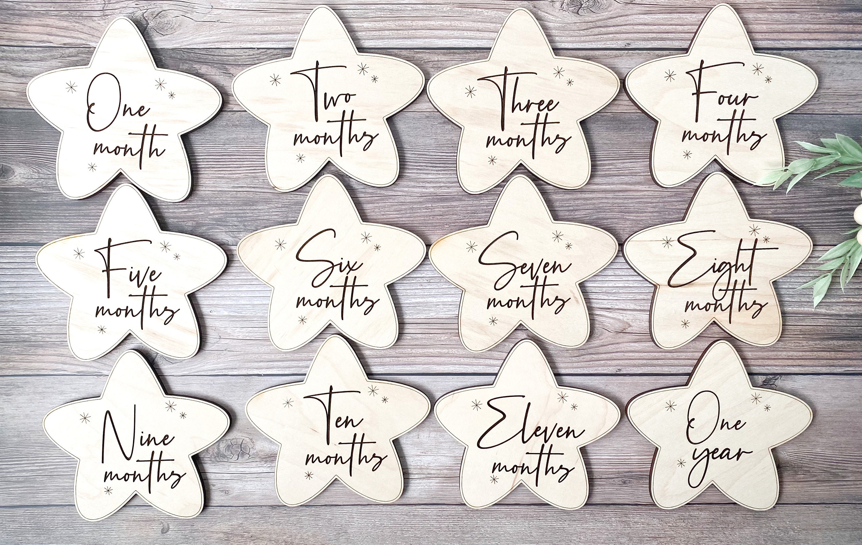 Star Milestones| Monthly Milestone Markers| Photo Props| Wooden Baby ...