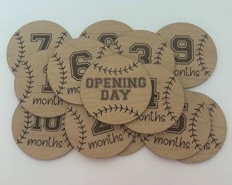 Baseball Baby Milestone Discs: Baltic Birch Photo Props