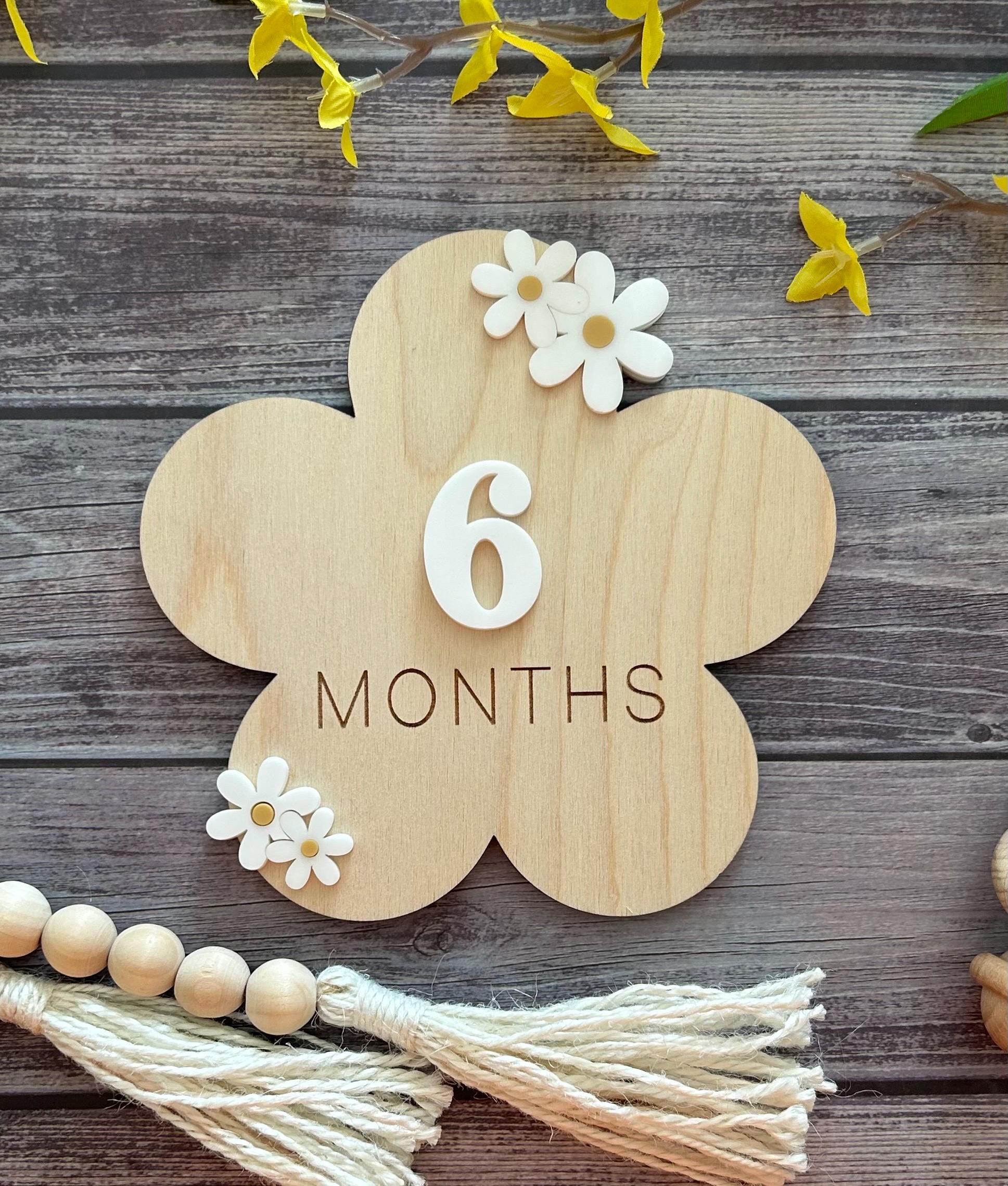 3D Wooden Daisy Monthly Milestone Sign: Boho Baby Photo Prop - Etsy