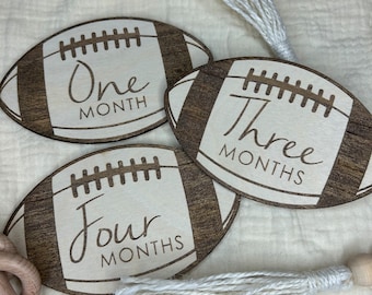 Discos de hitos de fútbol para bebés: madera cortada a láser, decoración deportiva para habitación infantil