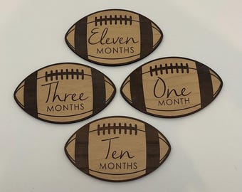 Football Baby Milestone Discs: Laser Cut Wood, Sports Nursery Decor
