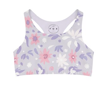Sutiã esportivo sem costura, top de ioga, roupas esportivas florais