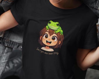 Just a Girl Who Loves Frogs T-Shirt | Cute Frog Lover Tee | Frog Girl Shirt | Kawaii Animal Top | Nature Lover Gift