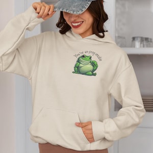 Green Tree Frog Valentine's Day Unisex Hooded Sweatshirt, Frog Lover Gift, Gift for Her, Gift for Him, Cute Frog Hoodie